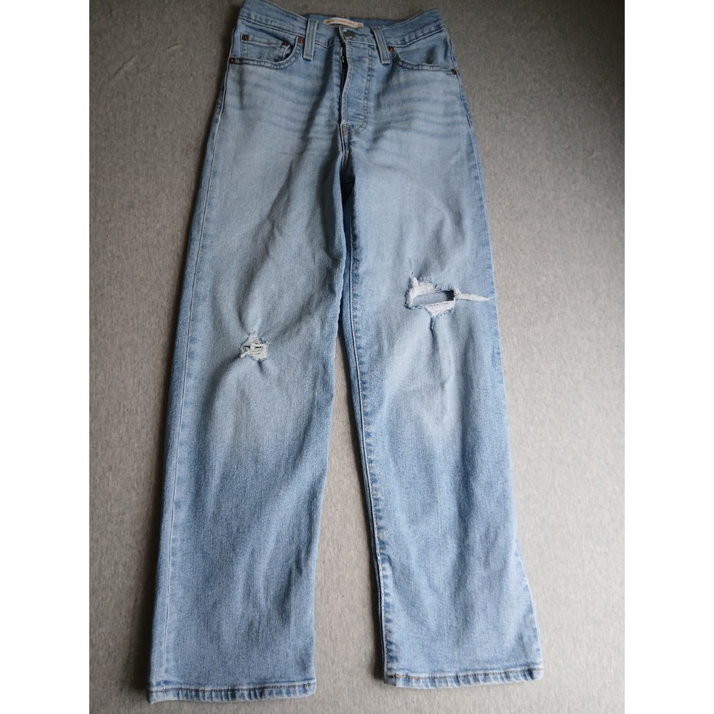 Levis Jeans Womens 25 Wedgie Straight Button Fly High Rise Stretch Light Wash